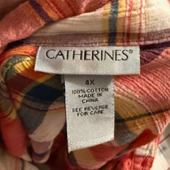 CATHERINE'S Plaid Blouse Size 4X - Picture 3 of 3